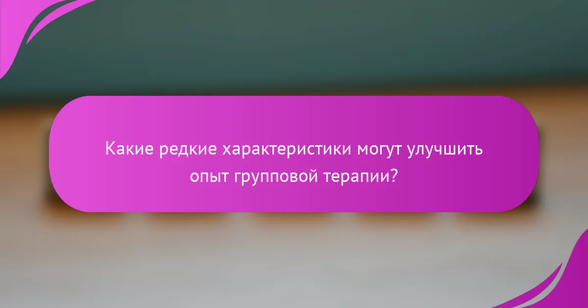 Какие редкие характеристики могут улучшить опыт групповой терапии?