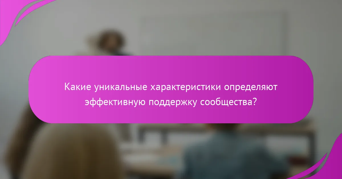 Какие уникальные характеристики определяют эффективную поддержку сообщества?