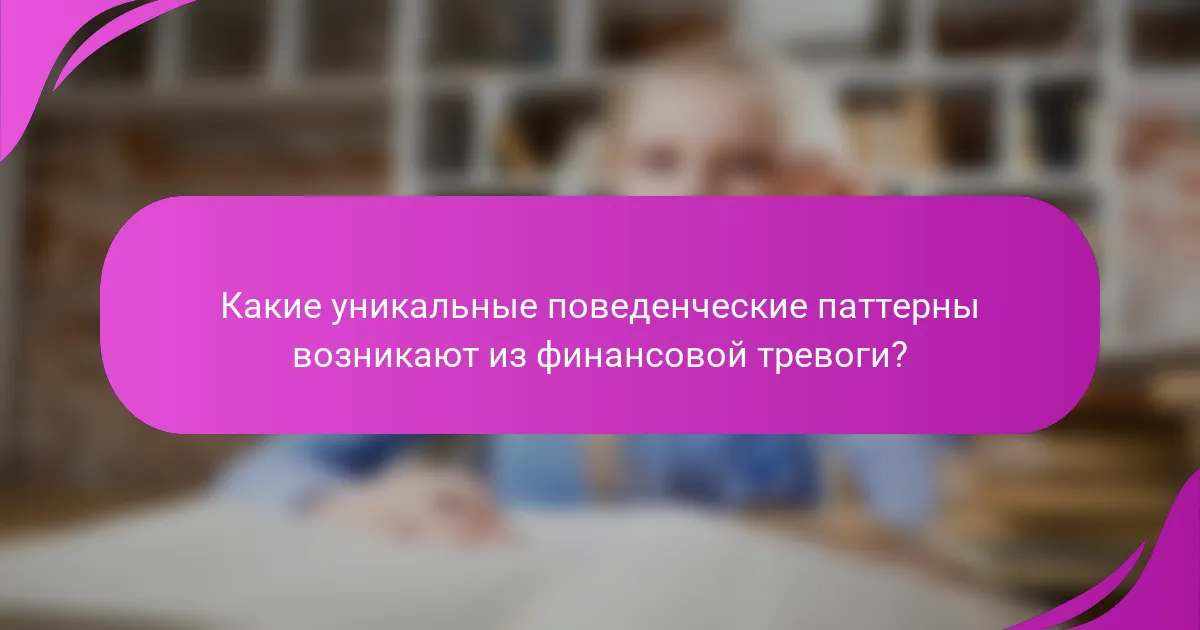Какие уникальные поведенческие паттерны возникают из финансовой тревоги?