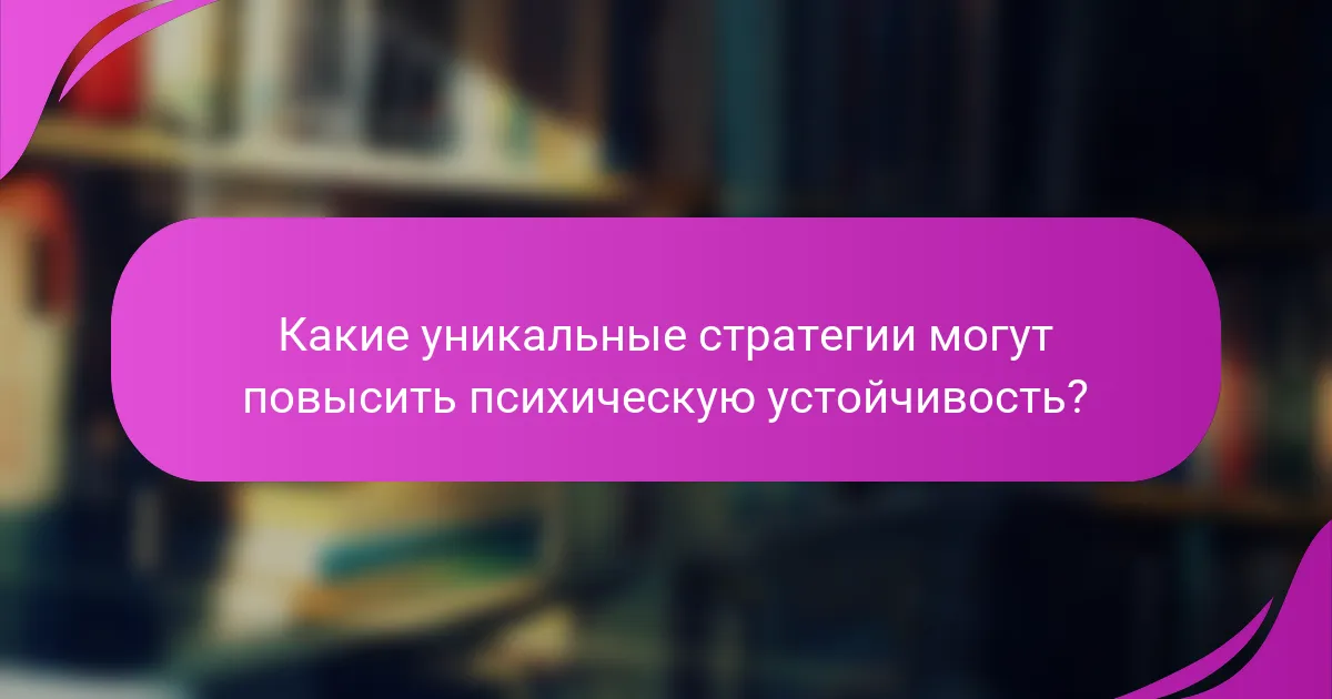 Какие уникальные стратегии могут повысить психическую устойчивость?