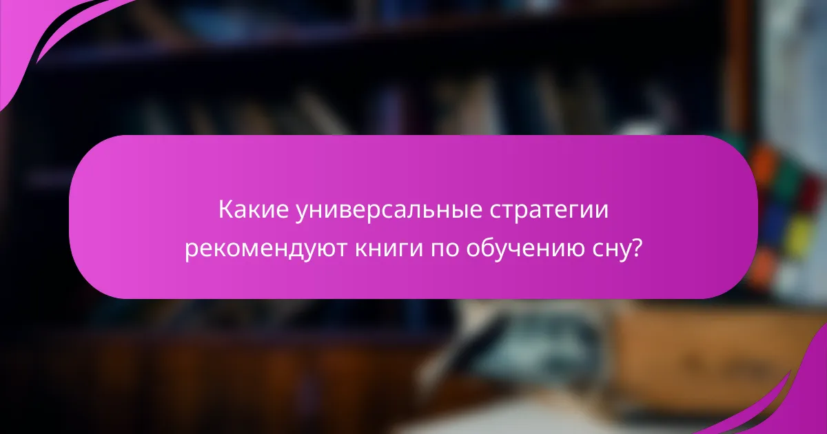 Какие универсальные стратегии рекомендуют книги по обучению сну?