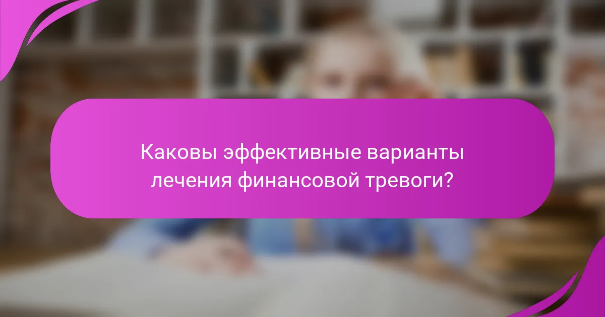 Каковы эффективные варианты лечения финансовой тревоги?