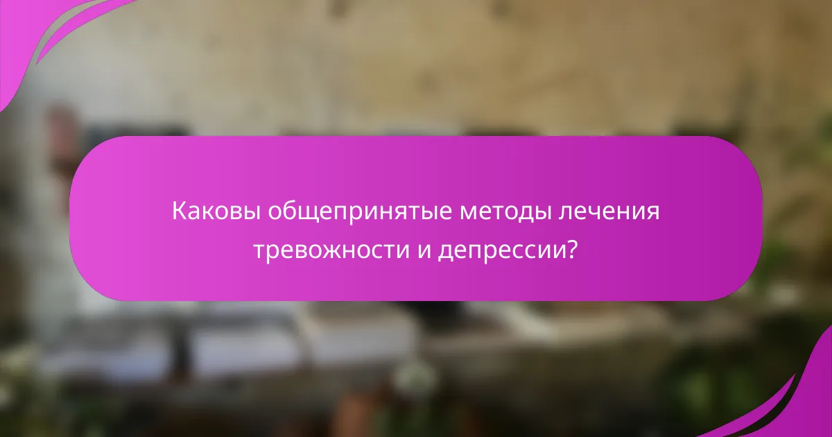Каковы общепринятые методы лечения тревожности и депрессии?