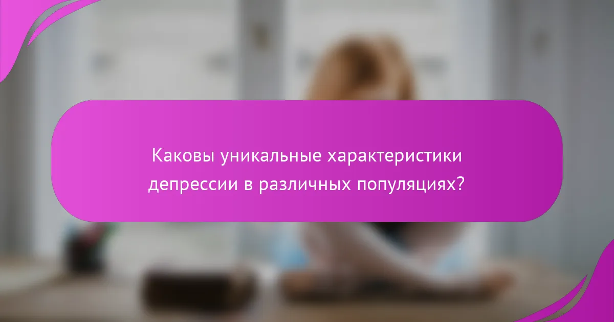 Каковы уникальные характеристики депрессии в различных популяциях?