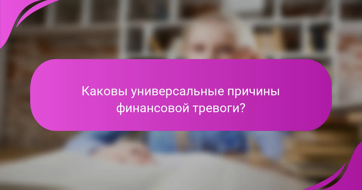Каковы универсальные причины финансовой тревоги?