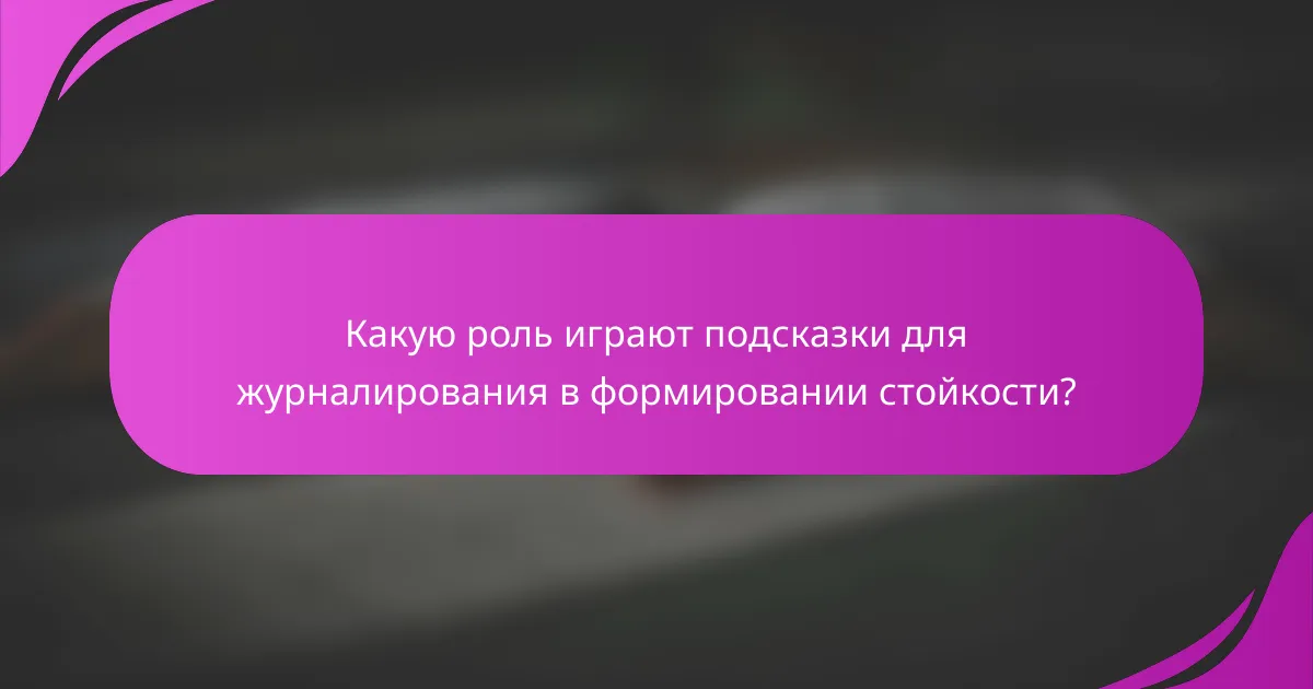Какую роль играют подсказки для журналирования в формировании стойкости?